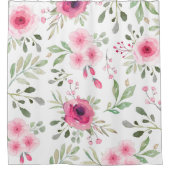 Zachte Roze Aquarel Bloemen Douchegordijn (Voorkant)