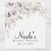 Zachte Roze Aquarel Elegante Bloem Bruids- Wijn Etiket (Enkel label)