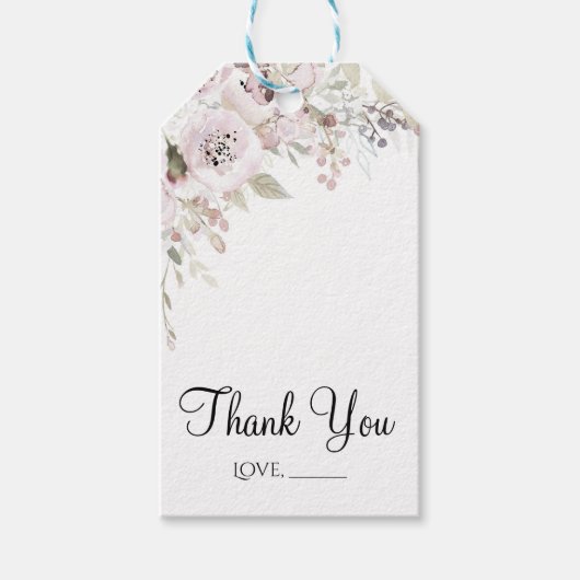 Zachte Roze Aquarel Elegante Bloem Bruiloft Bruids Cadeaulabel (Voorkant)