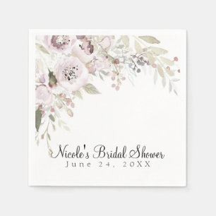 Zachte Roze Aquarel Elegante Bloem Bruiloft Bruids Servet