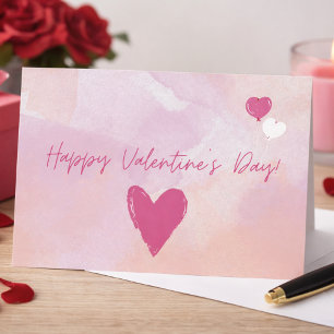 Zachte Roze Aquarel Gelukkige Valentijnsdag Briefkaart