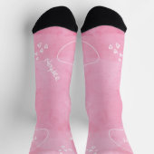 Zachte roze aquarel met witte naam sokken (Top)