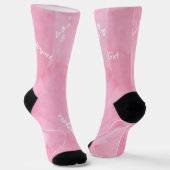 Zachte roze aquarel met witte naam sokken (Gebogen)