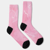 Zachte roze aquarel met witte naam sokken (Rechts)