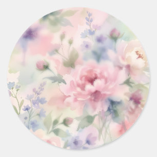 Zachte Roze Aquarel Pioen Bloem Ronde Sticker
