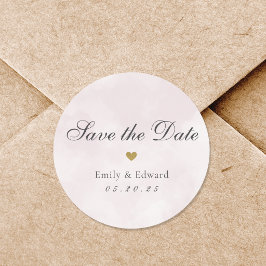 Zachte Roze Aquarel Trouw Save the Date Ronde Sticker