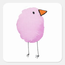 Zachte Roze Aquarel Vogelsticker Vierkante Sticker