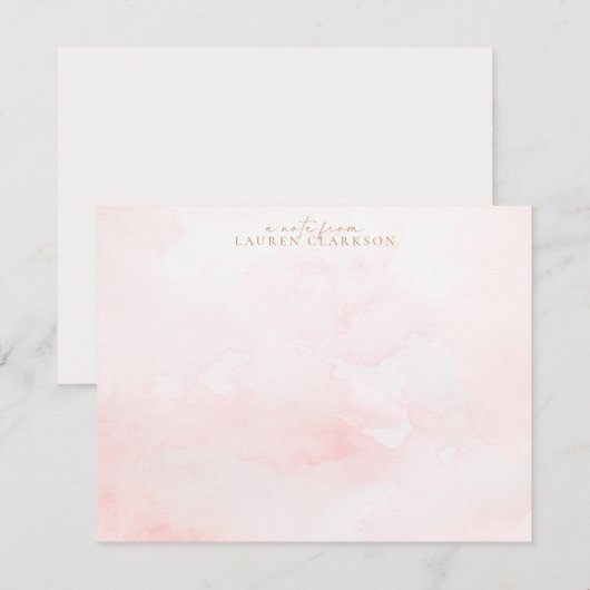 Zachte Roze Aquarel Wash Notitiekaart Kaart (Voorkant / Achterkant)