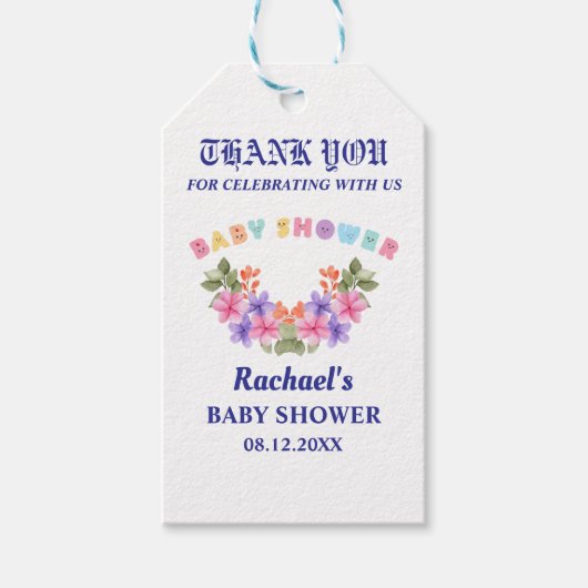 Zachte Roze Baby Shower, Baby Meisje Shower Cadeaulabel (Voorkant)