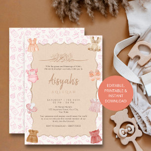 Zachte Roze Babykleren Meisje Aqeeqah Kaart