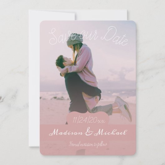 Zachte Roze banner foto slaat de datum aankondigin Kaart (Voorkant)