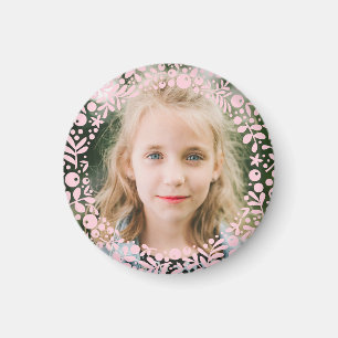 Zachte Roze Bes Rand Frame Foto Magneet