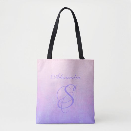 Zachte Roze Blau rustieke monogram Tote Bag (Voorkant)