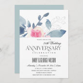 ZACHTE ROZE BLAUWE FLORALE 25e HULDEJAAR Kaart (Voorkant / Achterkant)