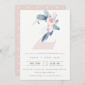 ZACHTE ROZE BLAUWE FLORALE 2E JUBILEUM ELK JAAR KAART (Voorkant / Achterkant)