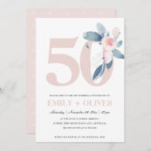 ZACHTE ROZE BLAUWE FLORALE 50E VERJAARDAG ELK JAAR KAART (Voorkant / Achterkant)