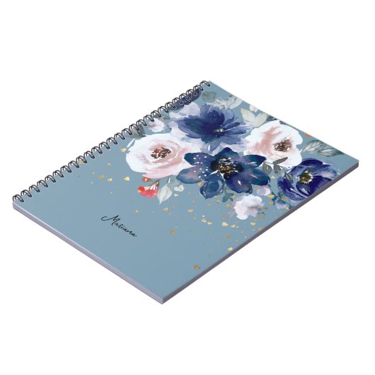 Zachte roze blauwe Waterverf blauw haar persoonlij Notitieboek (Linkerzijde)