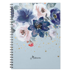 Zachte roze blauwe Waterverf blauw haar persoonlij Notitieboek