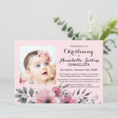 Zachte Roze Bloem Doop Elegante Gebeurtenis Kaart (Staand voorkant)