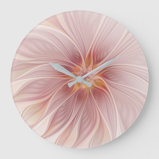 Zachte Roze Bloem Droom Abstracte Fractale Kunst B Grote Klok (Voorkant)