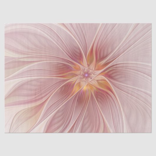 Zachte Roze Bloem Droom Abstracte Fractale Kunst B Tissuepapier (Voorkant)