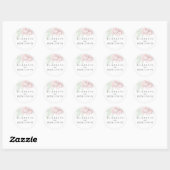 Zachte Roze Bloem Elegante Witte Huwelijk Ronde Sticker (Vel)