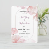 Zachte Roze Bloem Kader Uitnodiging (Staand voorkant)