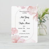 Zachte Roze Bloem Kader Uitnodiging (Staand voorkant)