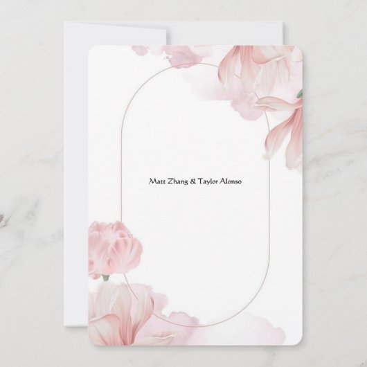 Zachte Roze Bloem Kader Uitnodiging (Achterkant)