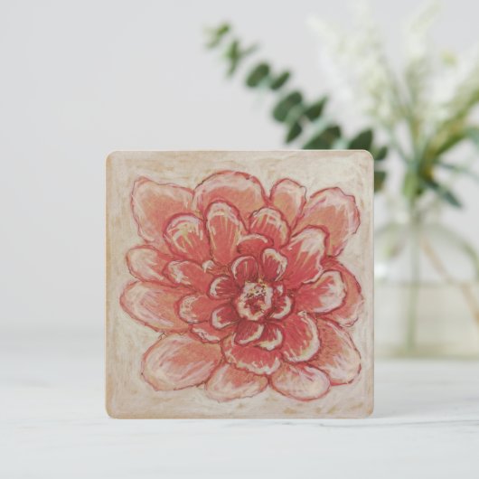 Zachte roze bloem kunst feestdagenkaart (Staand voorkant)