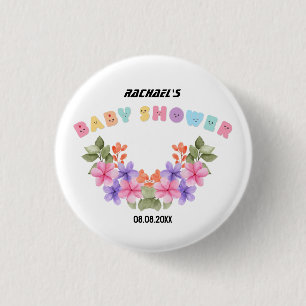 Zachte Roze Bloem Meisje Baby Borrel Ronde Button 3,2 Cm