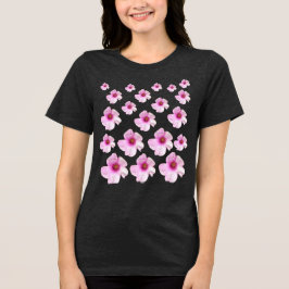 Zachte Roze Bloem Patroon Antraciet Kleur Bloem T- Tri-Blend Shirt