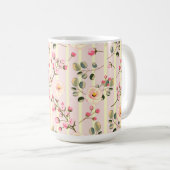 Zachte Roze Bloem Streep Patroon Koffiemok (Voorkant rechts)