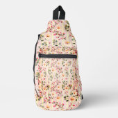 Zachte Roze Bloem Streep Patroon Sling Bag (Voorkant)