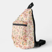 Zachte Roze Bloem Streep Patroon Sling Bag (Rechterhoek)