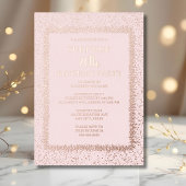 Zachte Roze Bloemen 70e Custom Surprise Verjaardag Folie Uitnodiging