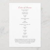 Zachte roze Bloemen Begrafenis Gedenkteken Orde va Programmakaart (Achterkant)