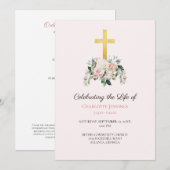 Zachte roze Bloemen Begrafenis Gedenkteken Orde va Programmakaart (Voorkant / Achterkant)