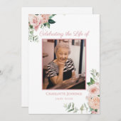 Zachte roze Bloemen Begrafenis Gedenkteken Orde va Programmakaart (Voorkant / Achterkant)