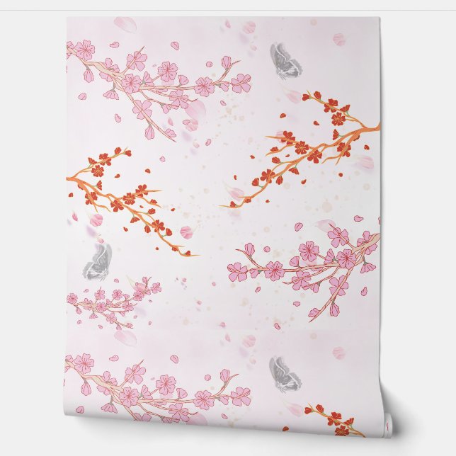 Zachte Roze Bloemen Behang | Behangselpapier (Afrollen)