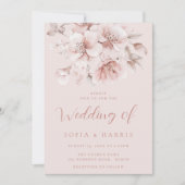 Zachte Roze Bloemen Bloom Wedding Kaart (Voorkant)