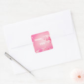 Zachte roze bloemen dank u vierkante sticker (Envelop)