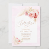 Zachte roze bloemen Elegant Boho Girl Baby shower  Kaart (Voorkant)