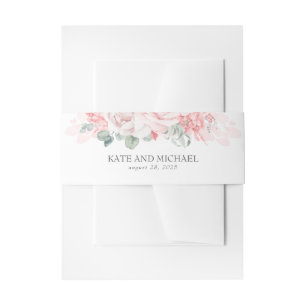 Zachte roze bloemen Elegante bruiloft Uitnodigingen Wikkel