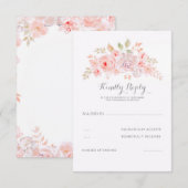 Zachte roze bloemen Elegante moderne bruiloft RSVP (Voorkant / Achterkant)