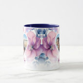 Zachte roze Bloemen Hart Foto Moederdag Gift Mok (Midden)