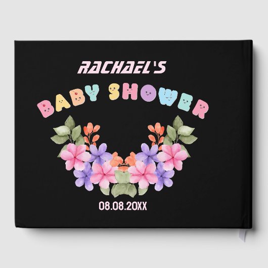 Zachte Roze Bloemen Meisje Baby Shower Gastenboek (Achterkant)
