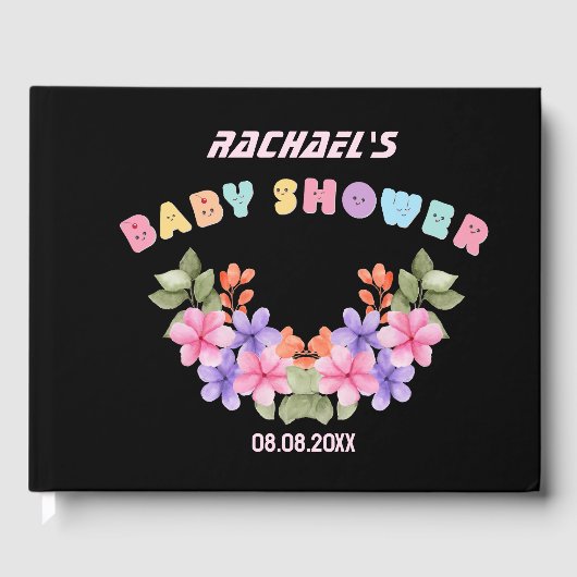 Zachte Roze Bloemen Meisje Baby Shower Gastenboek (Voorkant)