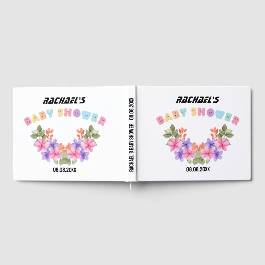 Zachte Roze Bloemen Meisje Baby Shower Gastenboek (Volledig)