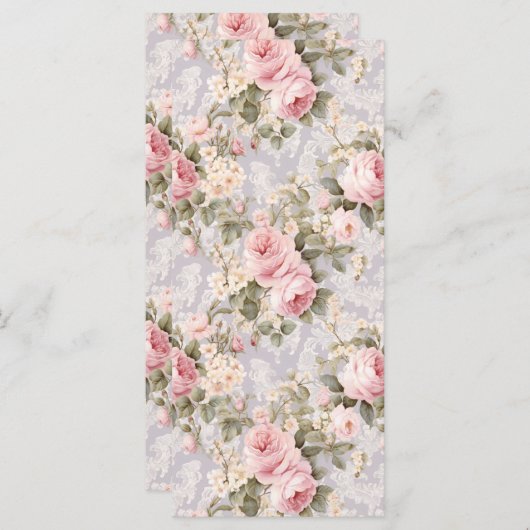 Zachte roze bloemen menu (Voorkant / Achterkant)